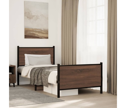 Estructura de cama sin colchón metal marrón roble 80x200 cm