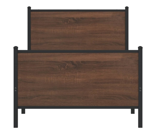Estructura de cama sin colchón metal marrón roble 80x200 cm