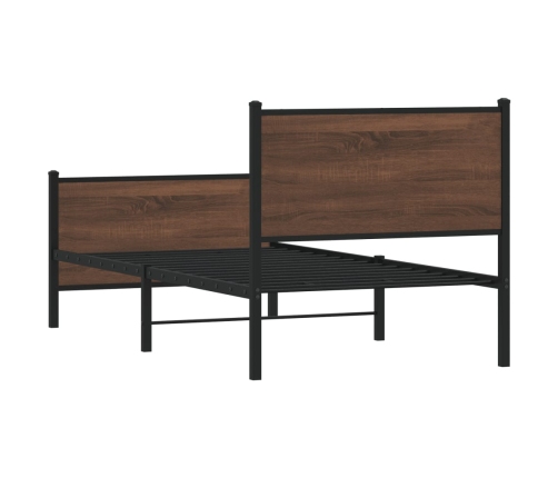 Estructura de cama sin colchón metal marrón roble 80x200 cm