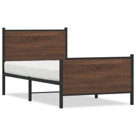 Estructura de cama sin colchón metal marrón roble 100x190 cm