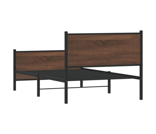 Estructura de cama sin colchón metal marrón roble 107x203 cm