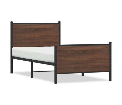 Estructura de cama sin colchón metal marrón roble 107x203 cm