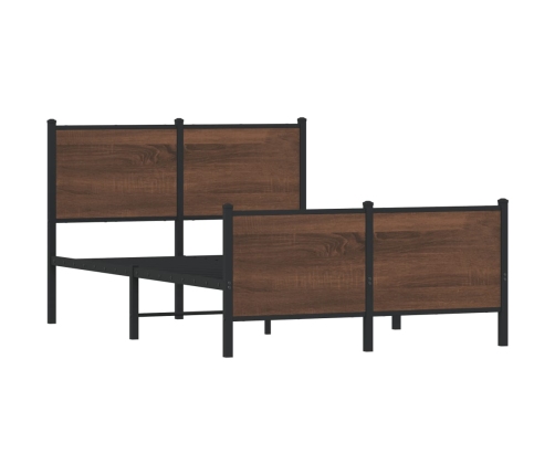 Estructura de cama sin colchón metal marrón roble 137x190 cm