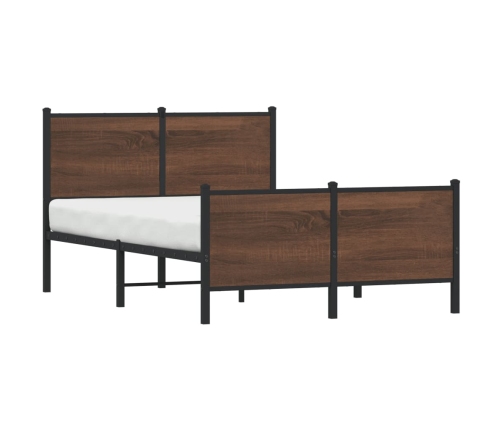 Estructura de cama sin colchón metal marrón roble 137x190 cm