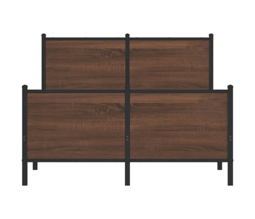 Estructura de cama sin colchón metal marrón roble 137x190 cm