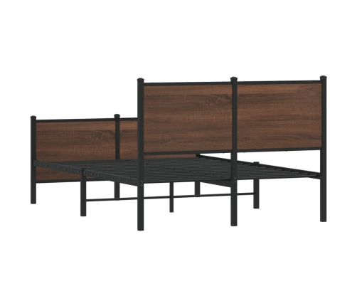 Estructura de cama sin colchón metal marrón roble 137x190 cm