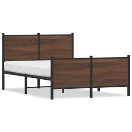 Estructura de cama sin colchón metal marrón roble 137x190 cm