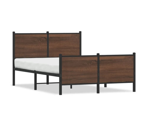 Estructura de cama sin colchón metal marrón roble 137x190 cm