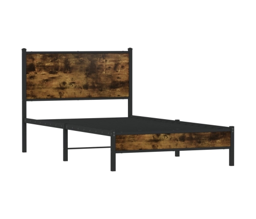 Estructura de cama sin colchón metal roble ahumado 107x203 cm