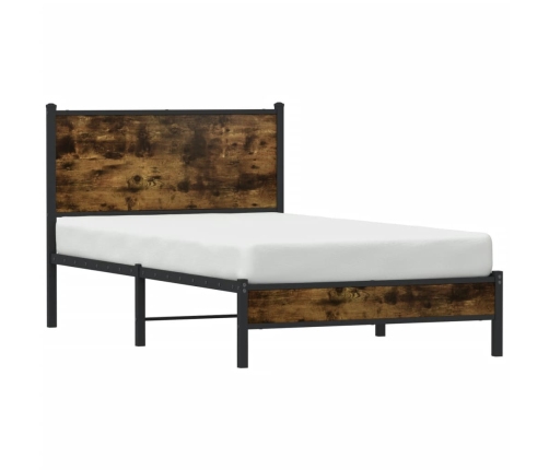 Estructura de cama sin colchón metal roble ahumado 107x203 cm
