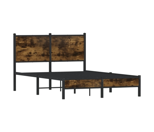 Estructura de cama sin colchón metal roble ahumado 120x200 cm