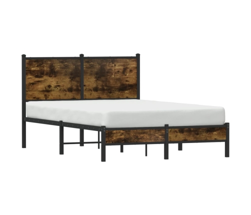 Estructura de cama sin colchón metal roble ahumado 120x200 cm