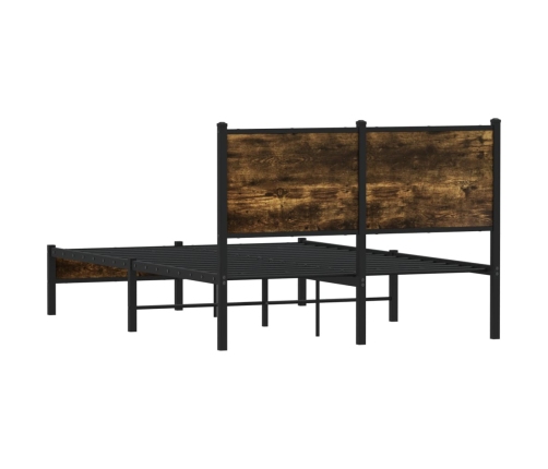 Estructura de cama sin colchón metal roble ahumado 120x200 cm