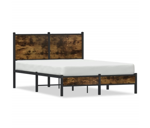 Estructura de cama sin colchón metal roble ahumado 120x200 cm