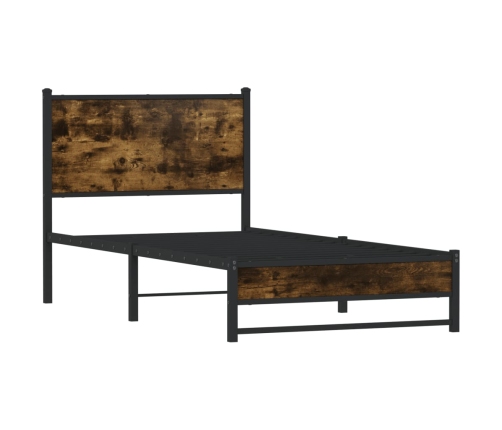 Estructura de cama sin colchón metal roble ahumado 90x200 cm