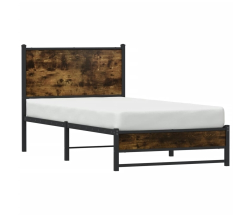 Estructura de cama sin colchón metal roble ahumado 90x200 cm