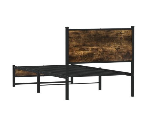 Estructura de cama sin colchón metal roble ahumado 90x200 cm