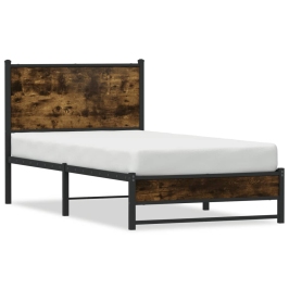 Estructura de cama sin colchón metal roble ahumado 90x200 cm