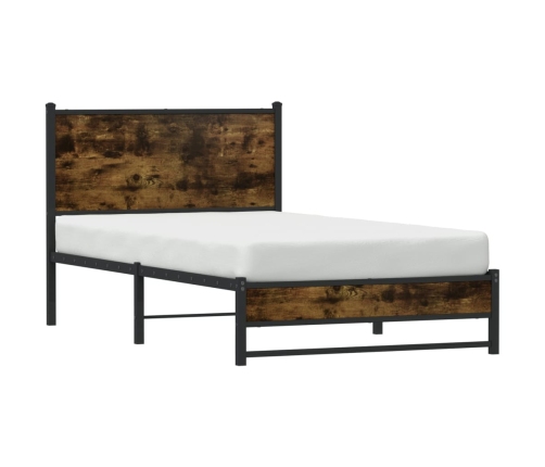 Estructura de cama sin colchón metal roble ahumado 107x203 cm