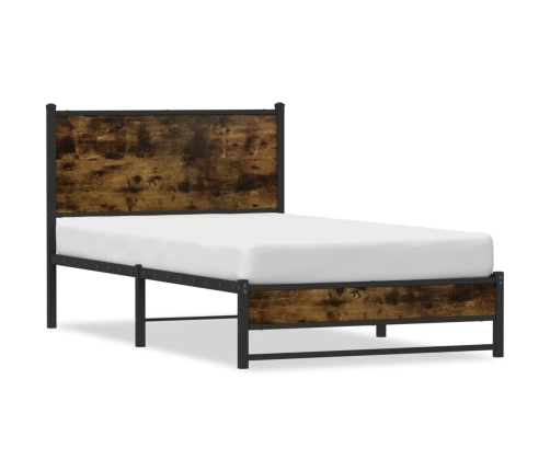 Estructura de cama sin colchón metal roble ahumado 107x203 cm