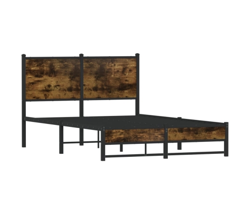 Estructura de cama sin colchón metal roble ahumado 120x200 cm