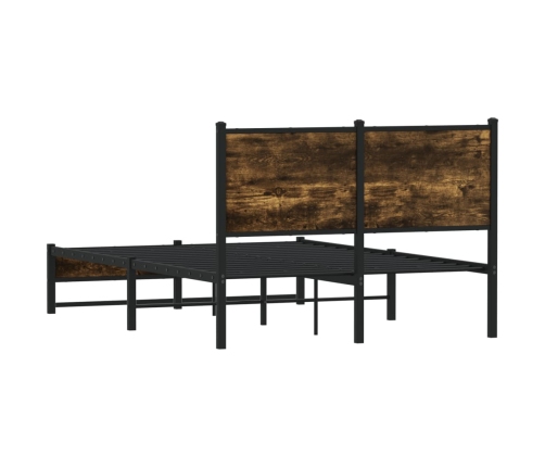 Estructura de cama sin colchón metal roble ahumado 120x200 cm