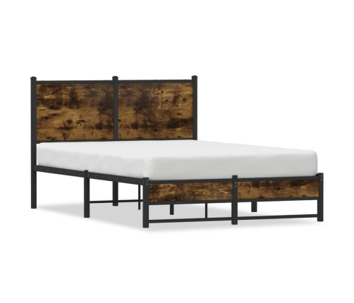 Estructura de cama sin colchón metal roble ahumado 120x200 cm