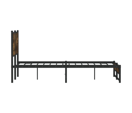 Estructura de cama sin colchón metal roble ahumado 137x190 cm