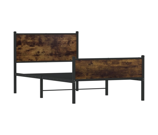 Estructura de cama sin colchón metal roble ahumado 107x203 cm
