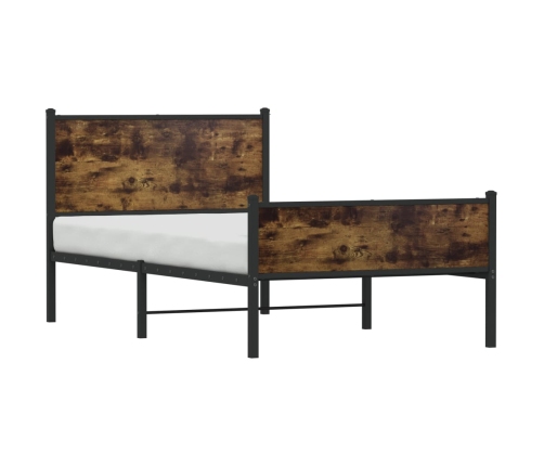 Estructura de cama sin colchón metal roble ahumado 107x203 cm