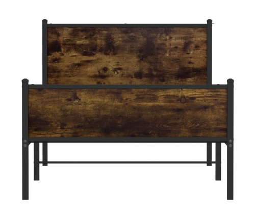 Estructura de cama sin colchón metal roble ahumado 107x203 cm