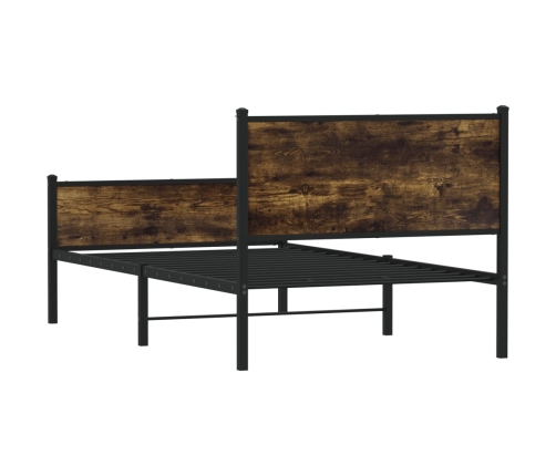 Estructura de cama sin colchón metal roble ahumado 107x203 cm