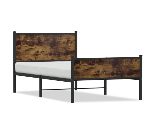 Estructura de cama sin colchón metal roble ahumado 107x203 cm