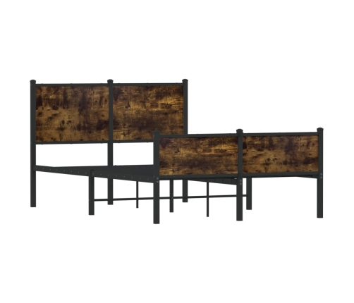 Estructura de cama sin colchón metal roble ahumado 120x190 cm