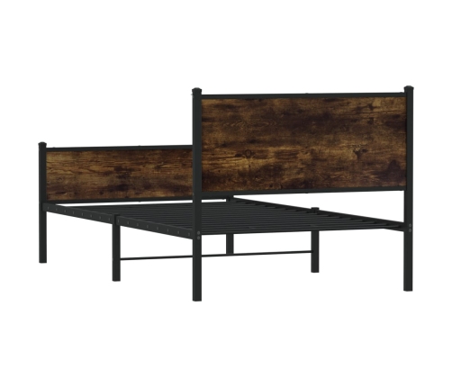 Estructura de cama sin colchón metal roble ahumado 120x190 cm
