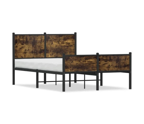 Estructura de cama sin colchón metal roble ahumado 120x190 cm