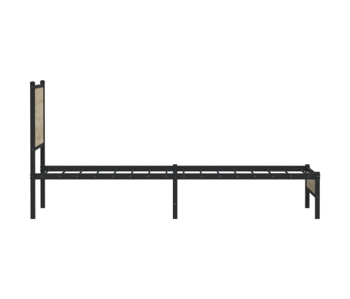 Estructura de cama con cabecero metal roble Sonoma 90x190 cm