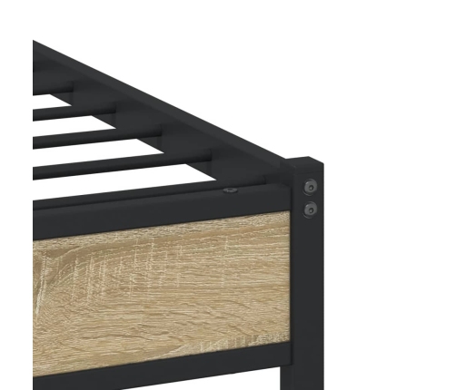 Estructura de cama con cabecero metal roble Sonoma 90x190 cm