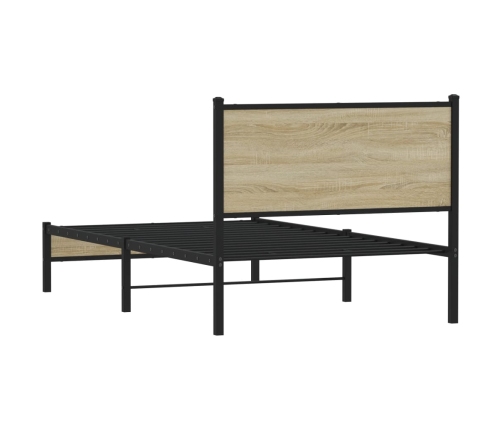 Estructura de cama con cabecero metal roble Sonoma 100x200 cm