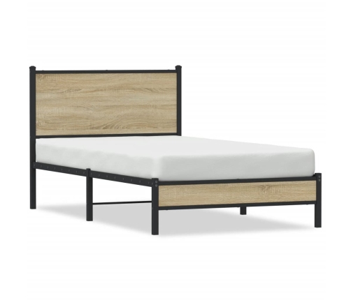 Estructura de cama con cabecero metal roble Sonoma 100x200 cm