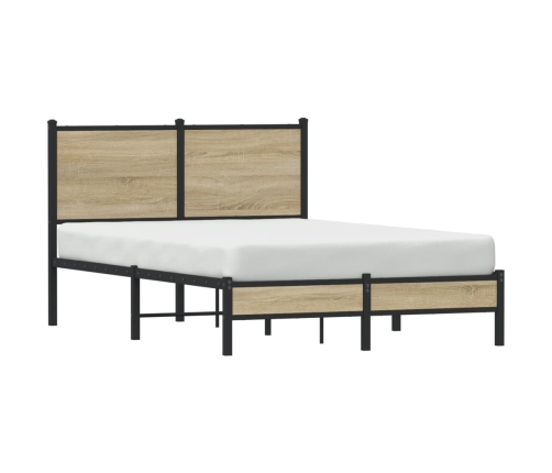 Estructura de cama con cabecero metal roble Sonoma 120x200 cm