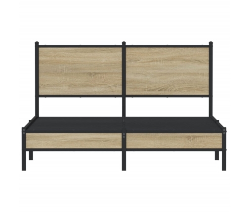 Estructura de cama sin colchón metal roble Sonoma 137x190 cm