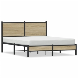 Estructura de cama sin colchón metal roble Sonoma 137x190 cm
