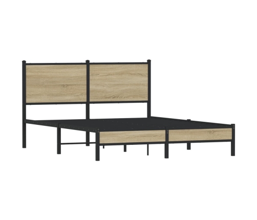 Estructura de cama con cabecero metal roble Sonoma 140x190 cm