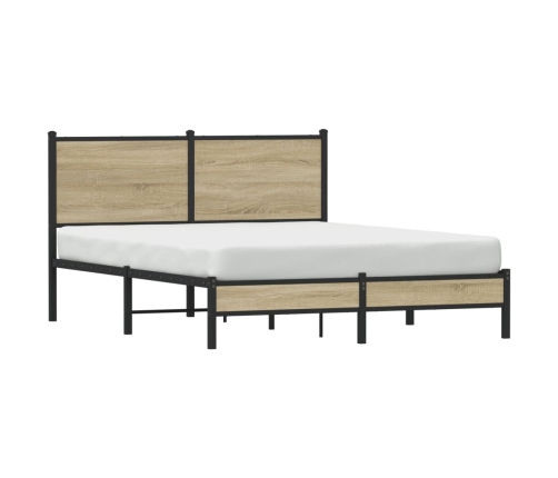 Estructura de cama con cabecero metal roble Sonoma 140x190 cm