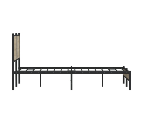 Estructura de cama con cabecero metal roble Sonoma 140x190 cm