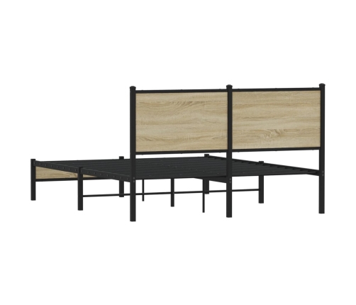 Estructura de cama con cabecero metal roble Sonoma 140x190 cm