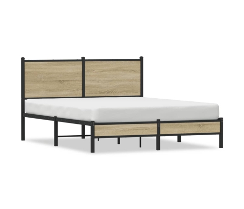 Estructura de cama con cabecero metal roble Sonoma 140x190 cm