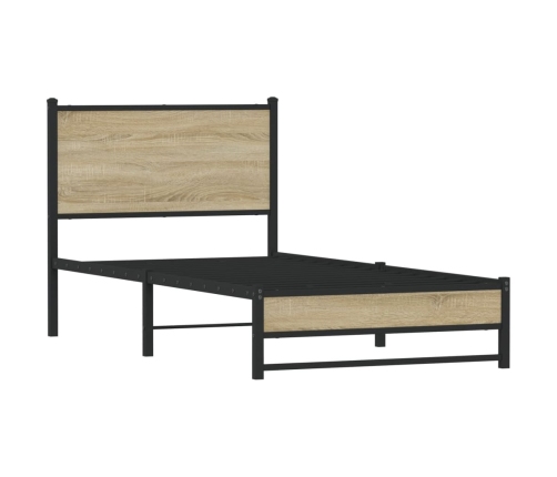 Estructura de cama sin colchón metal roble Sonoma 75x190 cm