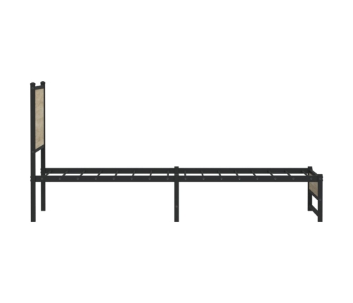 Estructura de cama sin colchón metal roble Sonoma 75x190 cm